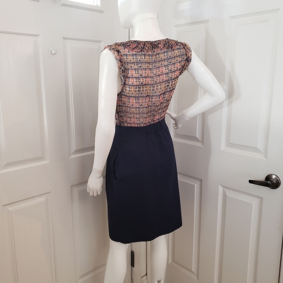 Maeve Dress with Ruffled Printed Top and Navy Skirt Sz 0 - Picture 3 of 8